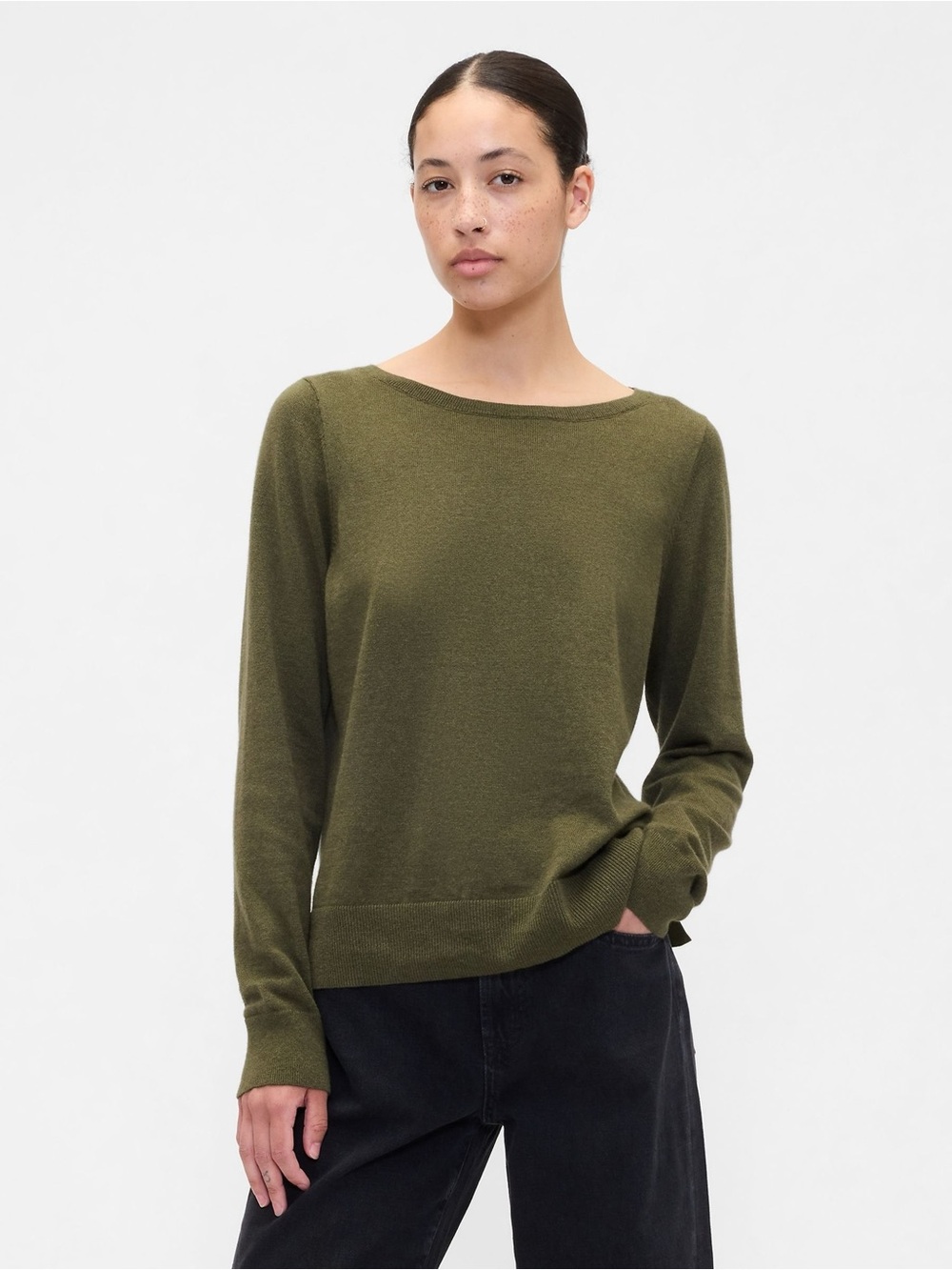 Gap Boatneck Army Jacket Green Women's Sweater